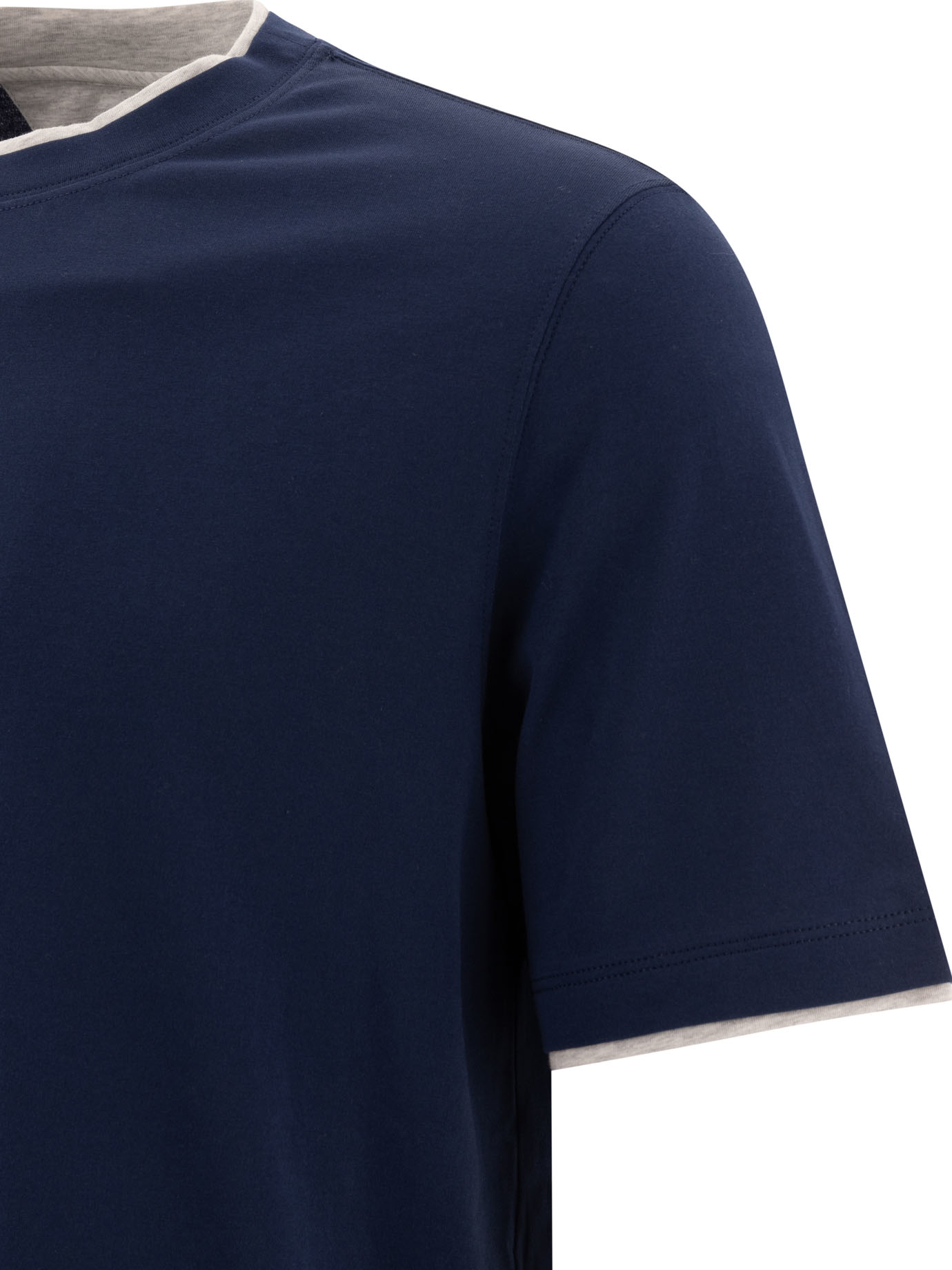 BRUNELLO CUCINELLI Blue Faux Layering t-shirt